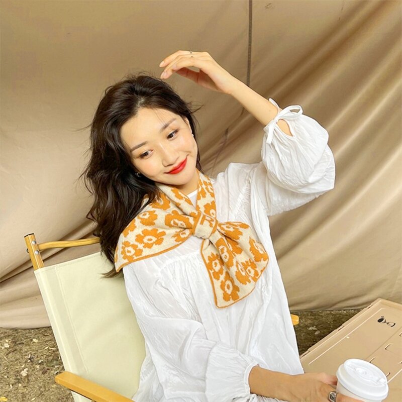 Small Scarfs For Women Fashion Scarf Women Print Office Lady Small Neck Business Scarves Knitted Wool Scarf