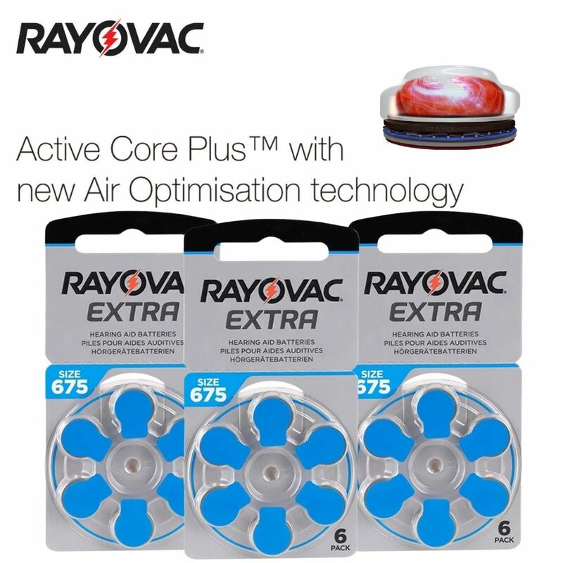 Rayovac-Zinc Air Hearing Aids Baterias, 675A 675, PR44 Bateria para Aparelho Auditivo BTE, Extra, 60 Pcs