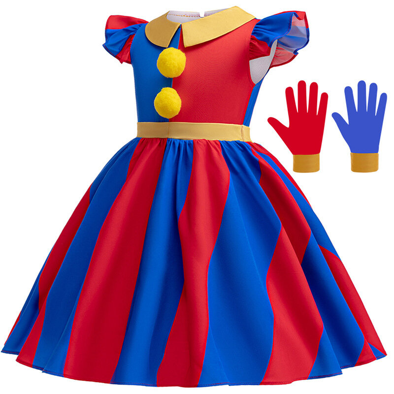 The Amazing Digital Circus Cosplay Costume Kids Dress Halloween Circus Pomni Birthday Party Dress Baby Girl Dress 3-10Y