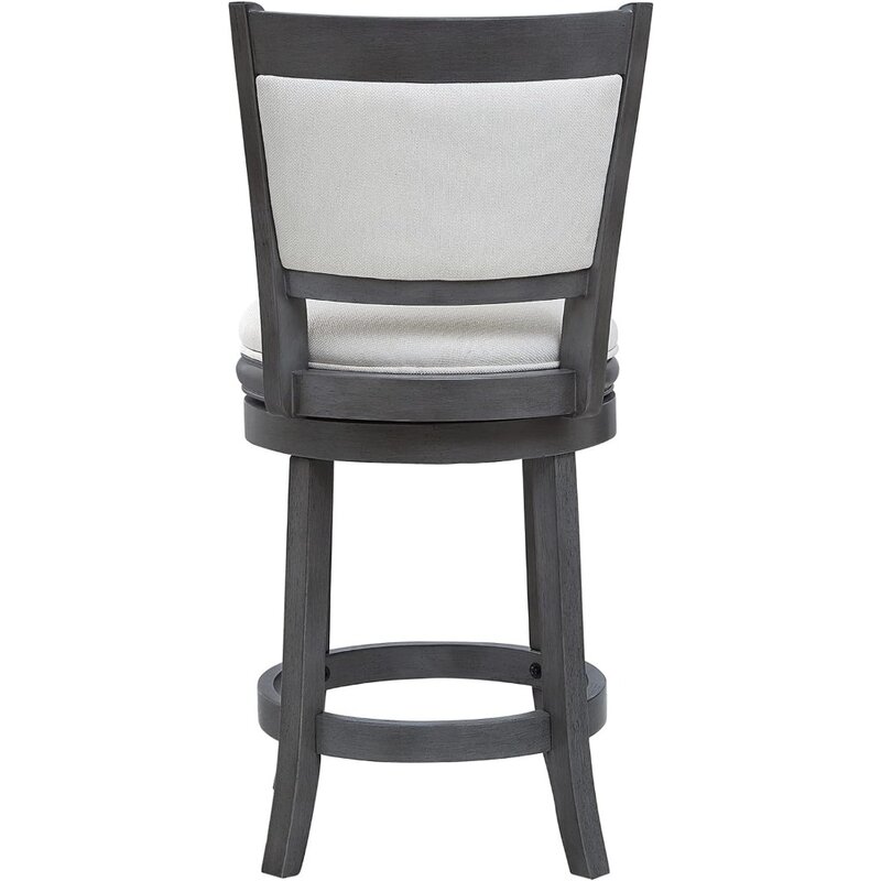덮개를 씌운 회전 카운터 의자, 주방 바 의자, 24 인치 좌석 높이, 나무 의자, 크림 화이트 1 개 세트