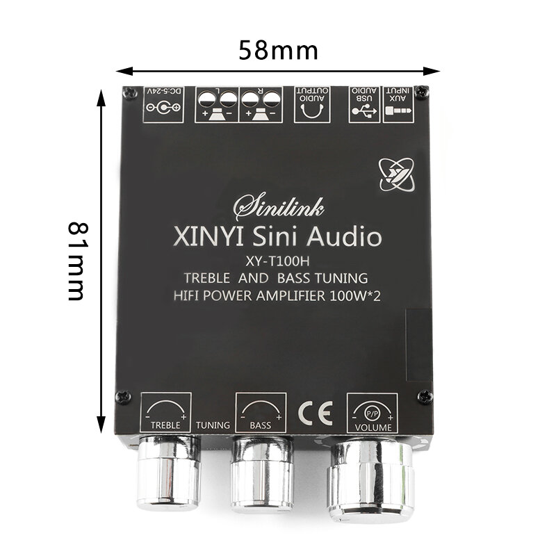 Placa amplificadora de Audio para cine en casa, amplificador HIFI de audio estéreo con Subwoofer, Bluetooth 100, 100W + 5,0 W, TPA3116D2, T100H, AUX