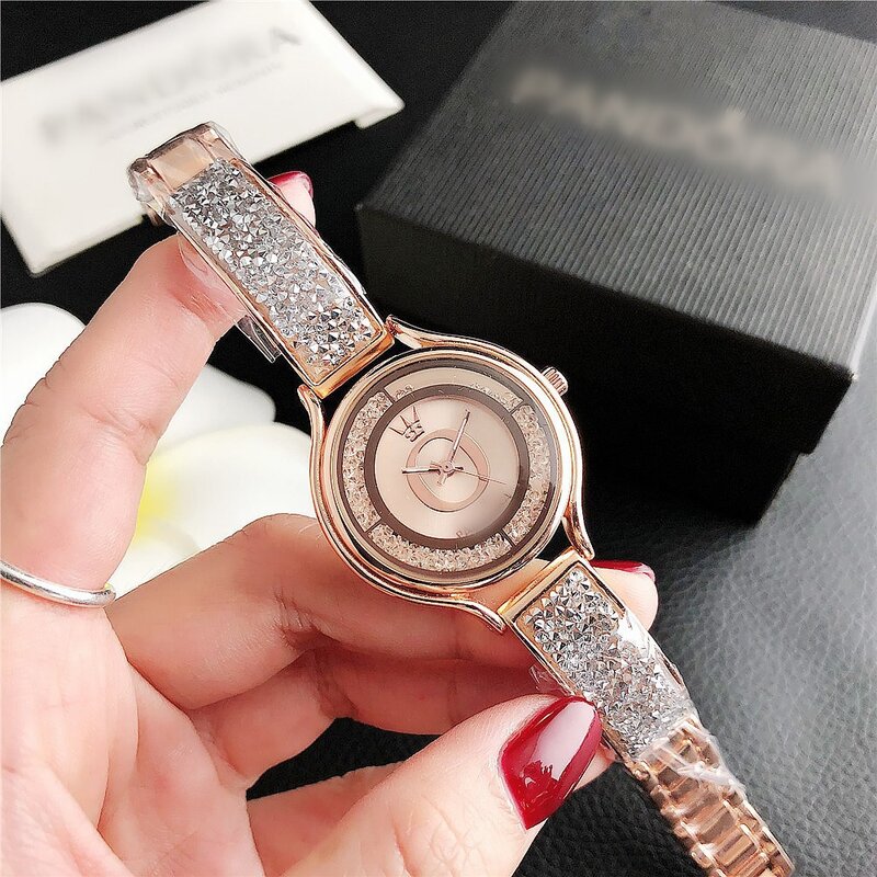 2024นาฬิกาแฟชั่นหรูหราคริสตัลควอทซ์นาฬิกาสำหรับผู้หญิงสแตนเลสสีทองเงินนาฬิกาสุภาพสตรี zegarek damski