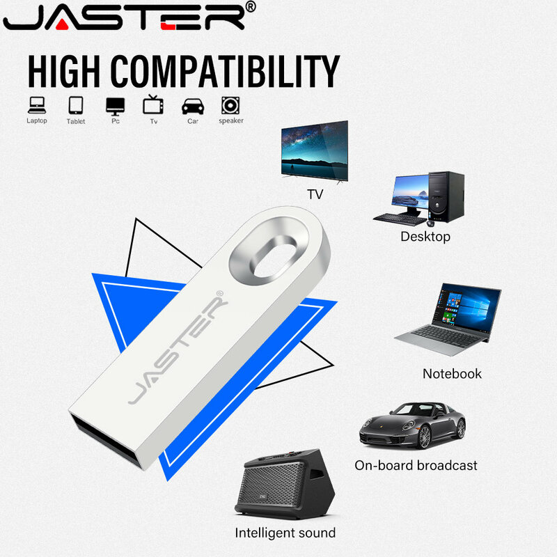 Mini Metal Portátil USB 2.0 Flash Drive, Logotipo Personalizado Grátis, Capacidade Real, Memory Stick Prata, Disco U, 64GB, 32GB, 16GB, 8 GB, 4G