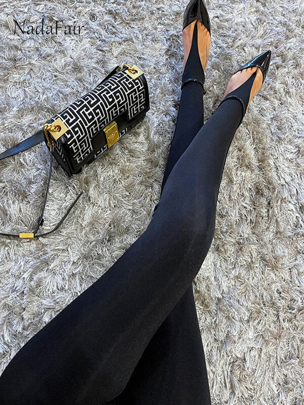 Nadafair-Leggings magras pretas femininas, calças sexy de cintura alta, calças básicas de ioga, moda bodycon, primavera, verão, Y2K, 2022