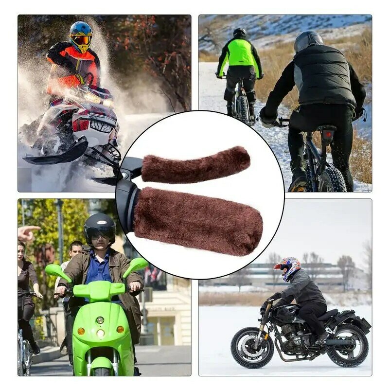 Brake Lever Covers Warm Soft Plush Bike Handle Grip Covers Non-slip Protective Bike Brake Sleeves Keep Hands Warm In Cold