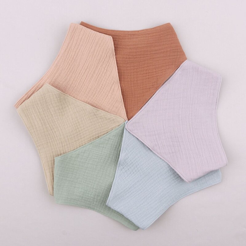 Soft Cotton Triangle Scarf Solid Color Snap Button Bib Baby Feeding Drool Saliva Towel Bandana Burp Cloth Baby Stuff