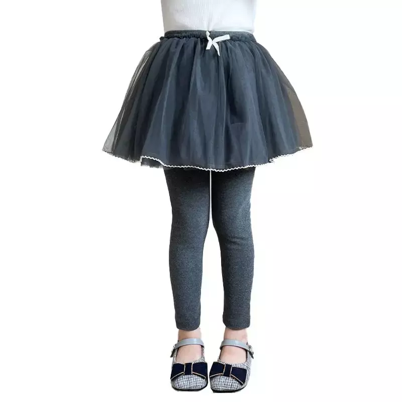 Демисезонная и зимняя сетчатая юбка-пачка для маленьких девочек, штаны, леггинсы, детская имитация из 2 предметов, одежда для принцессы на день рождения