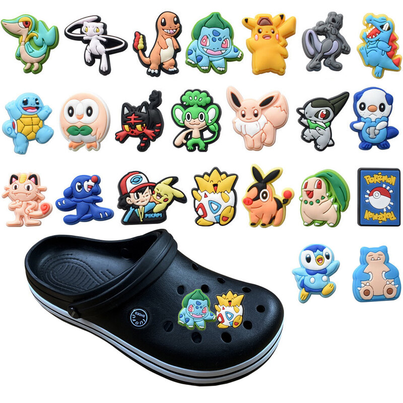 Encantos de Sapato Pokémon para Crianças, Jibz, PVC, Decoração, Fivela, Japão, Anime, Pacote de Acessórios, Meninas, Meninos, Acessórios