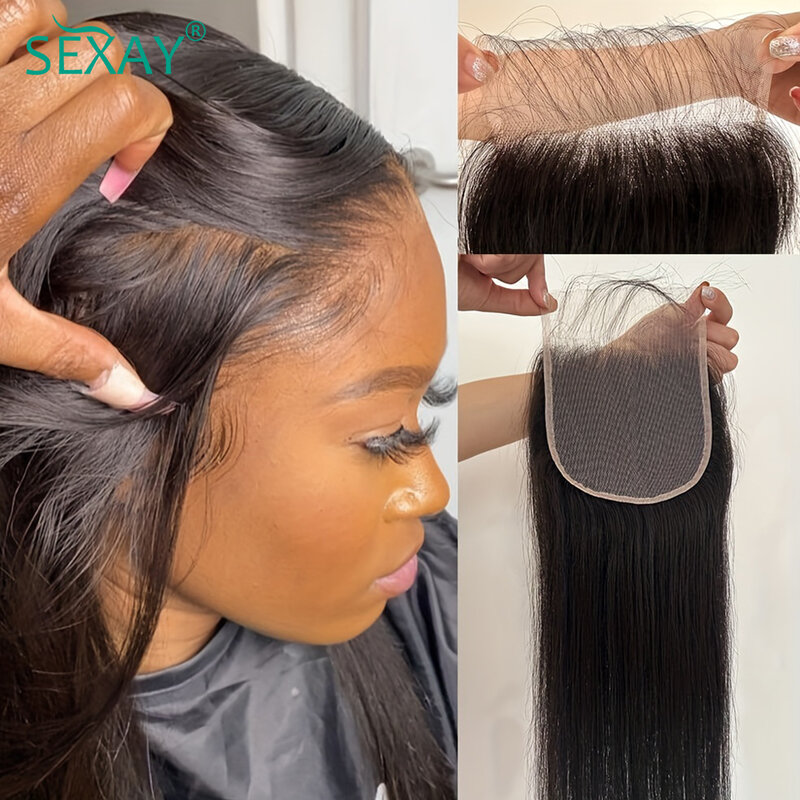 5x5 Transparent Lace Closure Brazilian Straight Human Hair Closures 1 Pc Free Part HD Lace Closure Pre Plucked With Baby Hair