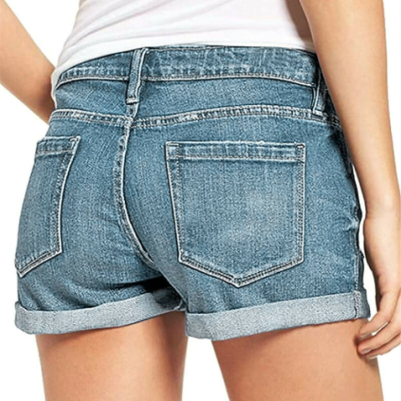 Женские летние джинсовые шорты с высокой талией, модные повседневные Универсальные джинсовые шорты с карманами