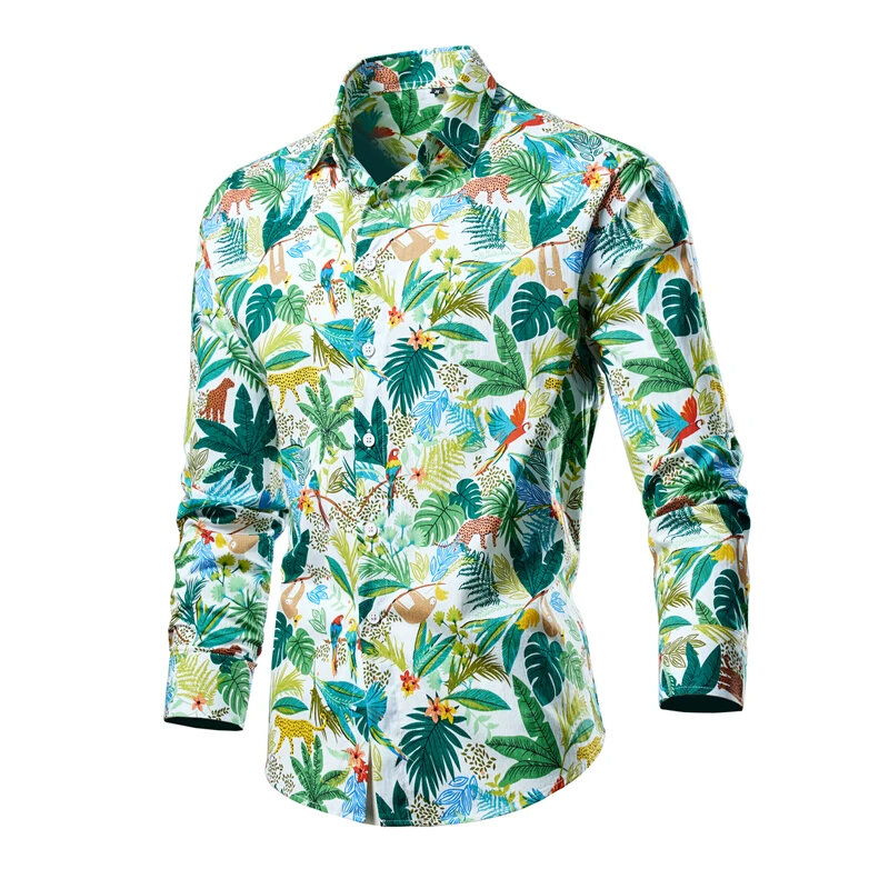 Blume Männer Langarm bedruckte Hemden für Herren sozialen Luxus Mann Designer Kleidung Hawaii Mode elegante klassische Hemd Frauen