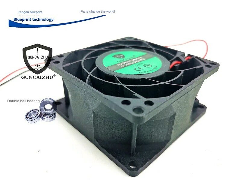 Guncaizhu New 8038 8cm Double Ball Bearing 48v0.14a Max Airflow Rate Variable Frequency Cooling Fan 80*80*38MM