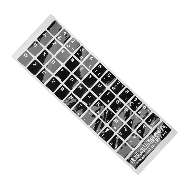 Couverture d'autocollant de clavier pour ordinateur portable, lettres blanches, français, engourdi, noir, ty