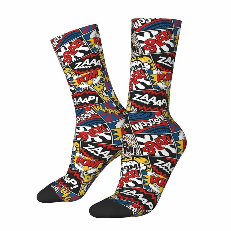 Calcetines con patrón de cómic Retro Kawaii, calcetines deportivos con patrón de dibujos animados