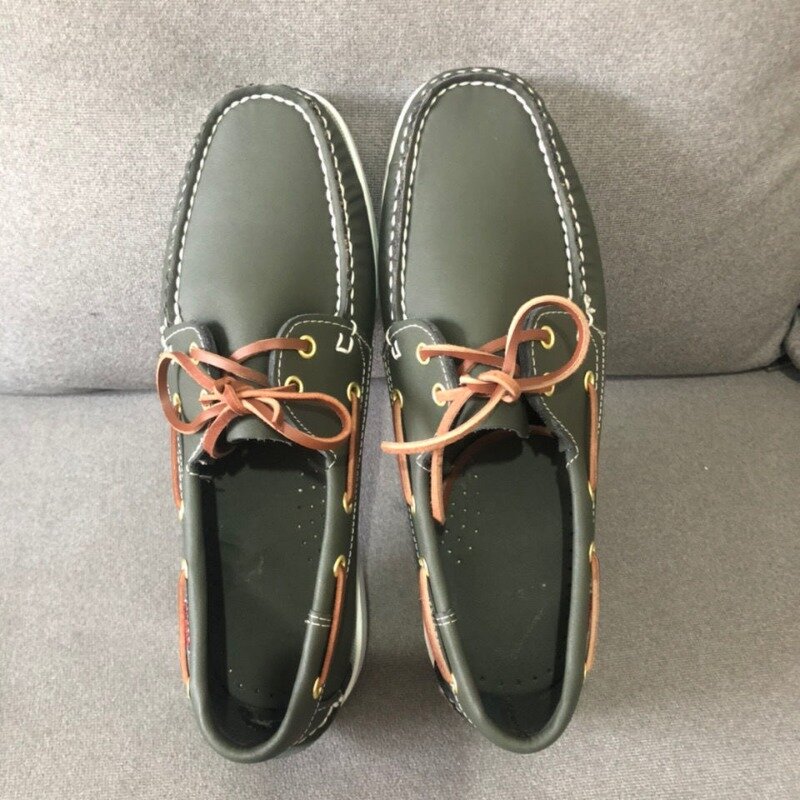 Zapatos informales hechos a mano para hombre, calzado de conductor para caminar, con cordones, color verde militar, 2024