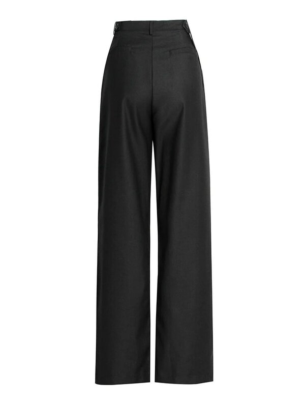 ROMISS Irregular Wide Leg Trousers For Women High Waist Patchwork Zipper Solid Straight Long Pants Female Fashion Style 2024