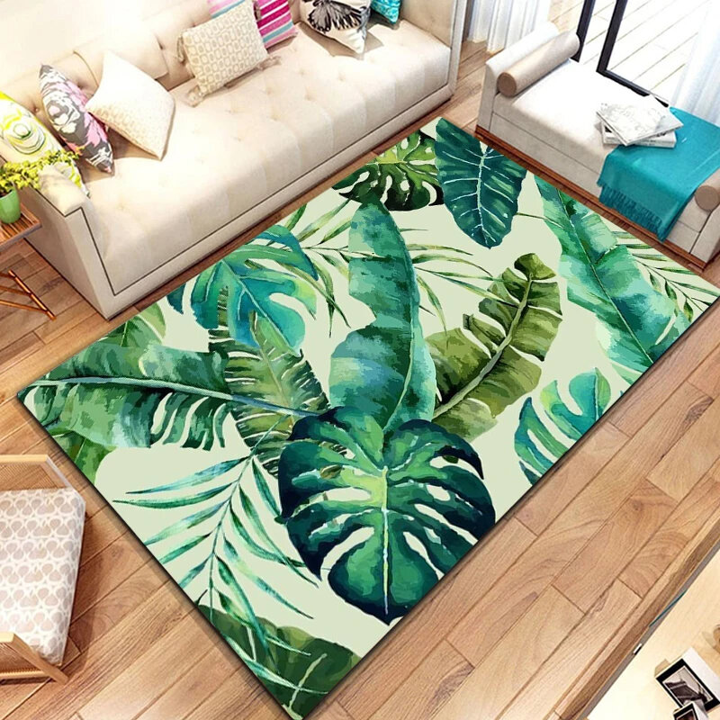 Estate foglie tropicali tappeto Monstera foglie Area tappeto per uomo donna soggiorno camera da letto Decor zerbino, tappetino foglia hawaiana