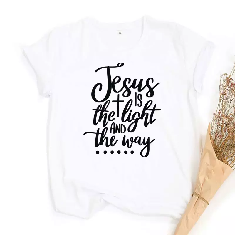 Y2k Short Sleeves Summer T-shirt Coffee Gets Me Started Jesus Keeps Me Going Print Tee Women's Clothing Crew Neck Casual Top