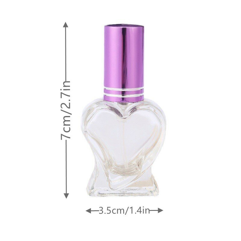 Botella de Perfume en forma de corazón, atomizador de Perfume recargable portátil colorido, contenedor de maquillaje vacío, botella de Spray de niebla, 10ml