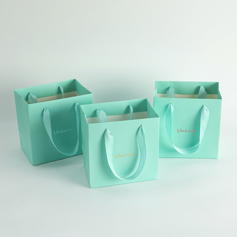 24Pcs Small Goodie Bags Logo personalizzato riutilizzabile Treat Tote Gift Bag con manici per bambini compleanno Baby Shower Rainbow Party Favor
