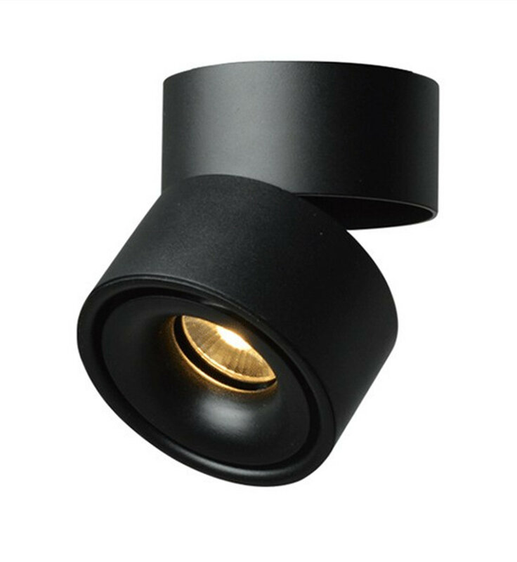 Lampara techo – projecteur rotatif pliant 7w 10w, projecteur rond monté en Surface, Double couche noir