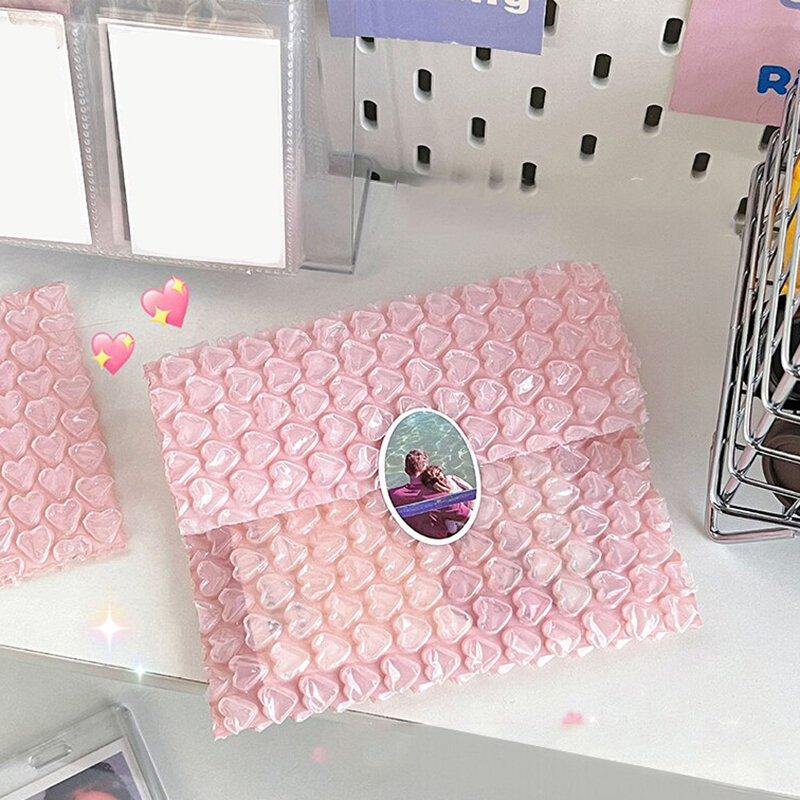 10pcs/Pack INS Heart Bubble Bags Girls Stationery Packing Bag Envelope Mailer Courier Shipping Bags Pink Love Rose DIY