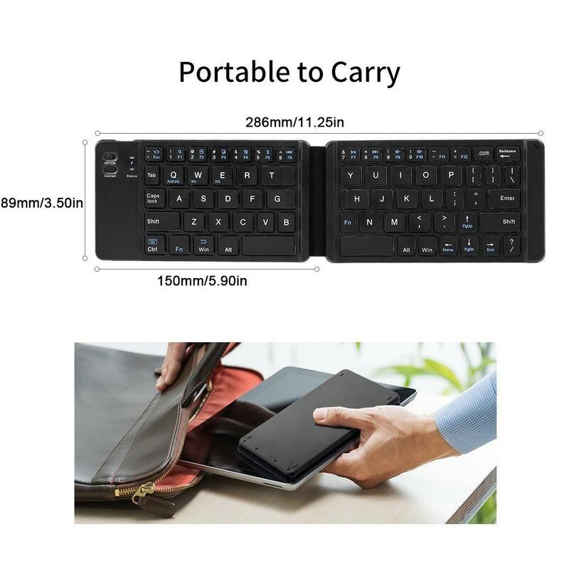 Lekka poręczna Mini bezprzewodowa klawiatura Bluetooth składana, składana klawiatura bezprzewodowa dla IOS/Android/Windows Ipad Tablet telefon