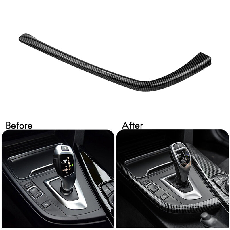 Carbon Fiber Car Gear Shift Panel Side L Shape Strips Trim Interior Modification for BMW 3 4 Series 3GT F30 F31 F32 F34