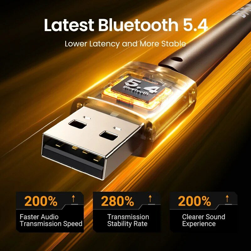 UGREEN-Adaptador USB Bluetooth 5,3 5,4, Dongle de 120M para PC, ratón inalámbrico, teclado, música, receptor de Audio, transmisor