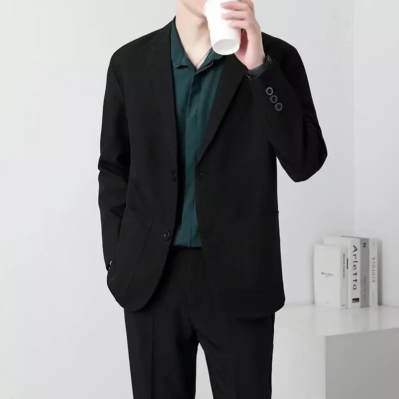 Brown Black Blazer Men Slim Fit Fashion Social Mens Dress Jacket Korean Business Casual Suit Jacket Mens Office Formal Blazer