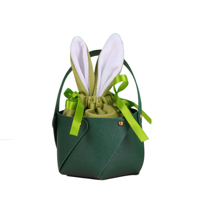 Woman Girls Tote Bag Easter  Bunny Gift Wrapping Portable Festival Party Candy Cookies Packaging Basket Colorful Egg Box