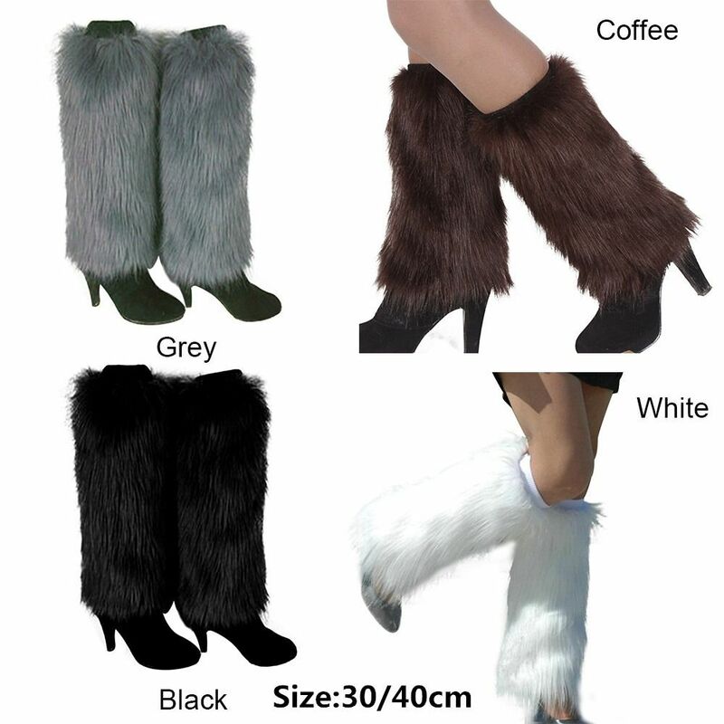 جوارب بوت عالية للركبة من الفرو الصناعي للنساء ، أغطية أقدام ناعمة ، مدفأة الساق لوليتا الشقيقة ، الفتيات ، الشتاء ، فروي