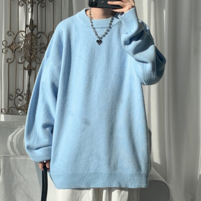 2023 Autumn Korean New Loose Relaxed Sweater Unisex Couple Trend Solid Multi Color Pullover Casual Top 5XL