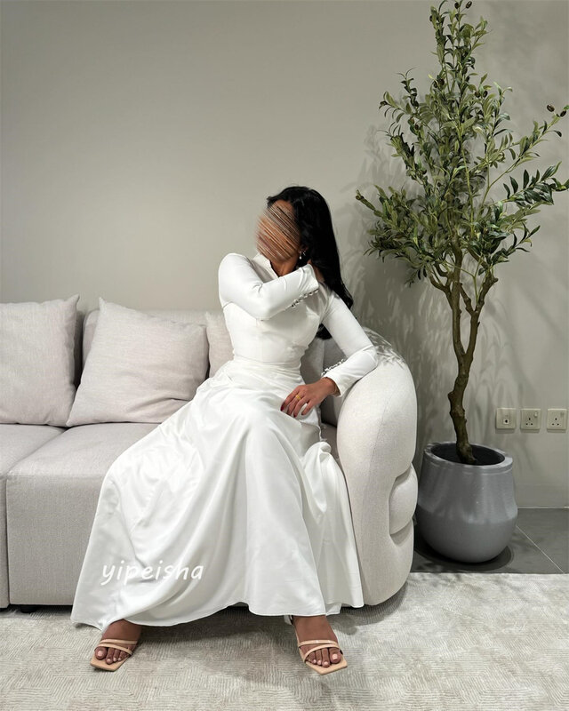 Платье для выпускного вечера из Саудовской Аравии, атласное плиссированное платье-трапеция на пуговицах с V-образным вырезом, платья-миди на заказ