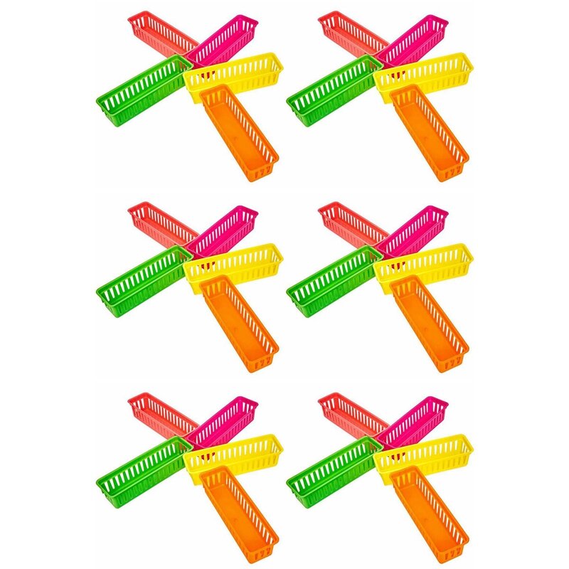 Keranjang pensil kelas Organizer keranjang pensil atau keranjang krayon, berbagai warna, warna acak (30 Pak)