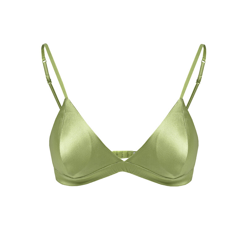 Women Silk Bra Pure Mulberry Silk Satin French Style Non-Wire Detachable Pad Breathable Anti-allergy Factory Wholesale