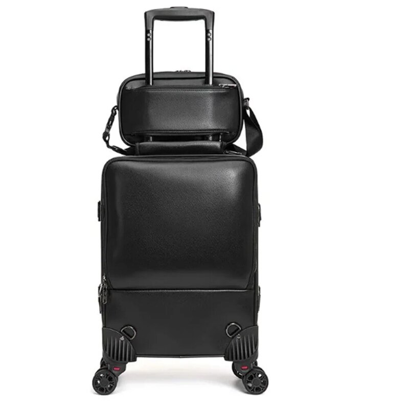 Leder box 20 "24" Luxus-Reisekoffer auf Rad großes Trolley-Marken gepäck mit Logo