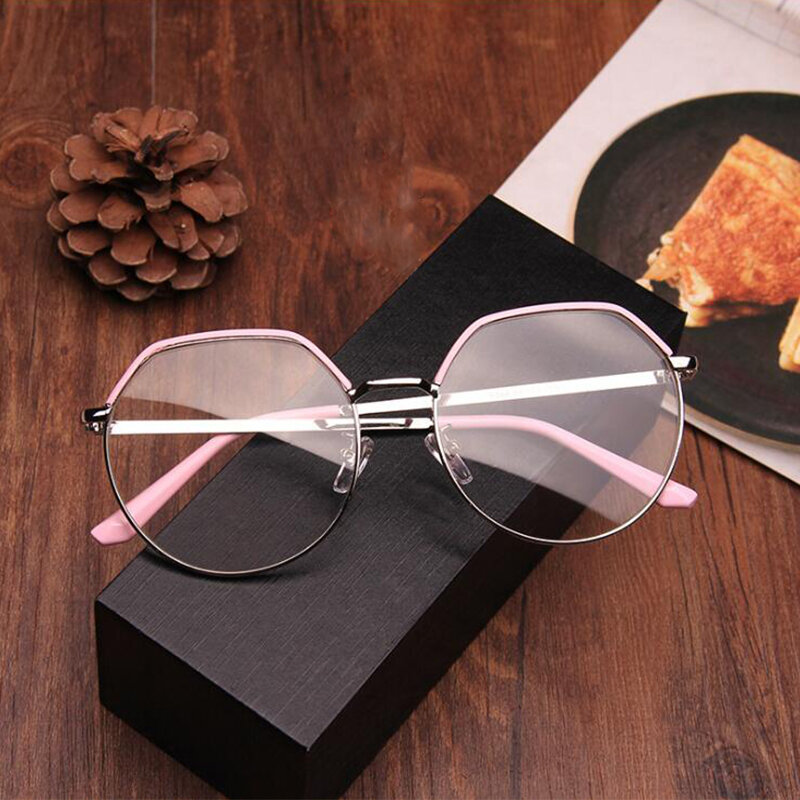 Anti Blue-Ray Glasses Frame Polygon Female with Myopia Glasses Mobile Phone Computer Goggles