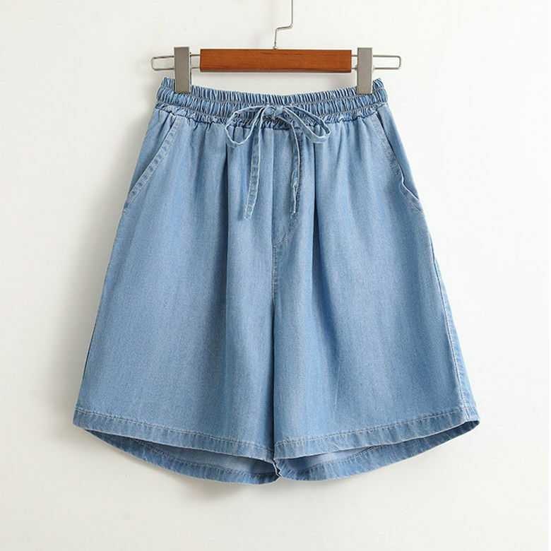 Plus Size Tencel Denim Shorts für Frauen Sommer neue dünne Eisse ide lässige Fünf-Punkt-Hose mit weitem Bein und hoher Taille A-Linie Hot pants