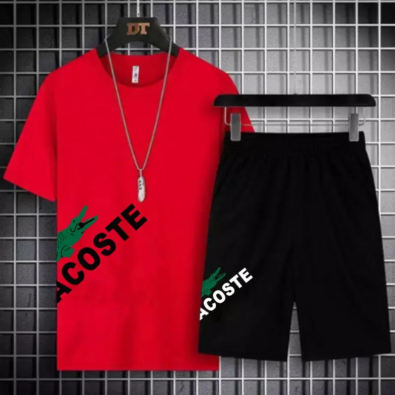 Neue Herren T-Shirt Shorts Set Sommer atmungsaktiv lässig T-Shirt Laufset Mode Harajuku gedruckt männlichen Sporta nzug