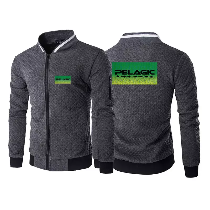 2024 New Men Pelagic Fishing Logo Spring Autumn Printing Casual Fashion Simple Six-color Zip Round Neck Hight Quality Coat Tops