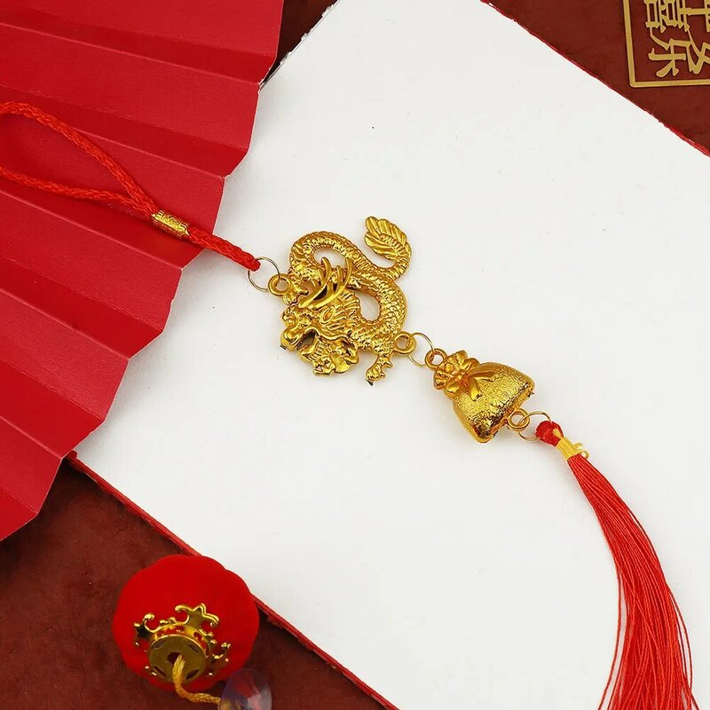 2024 Tahun Baru Cina rumbai liontin Naga Tahun Naga dekorasi Bonsai rumah hangat liontin emas keberuntungan gantung dekorasi