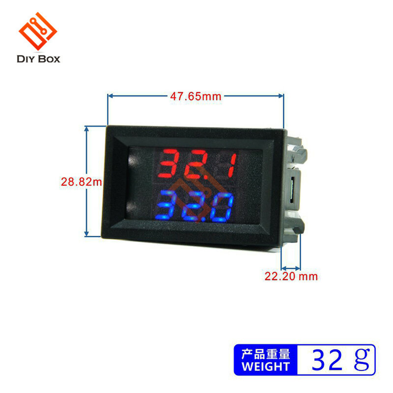 Termometer Digital DC 4V-28V, pengukur suhu Sensor logam tahan air NTC ganda tampilan Digital untuk dalam ruangan Mobil