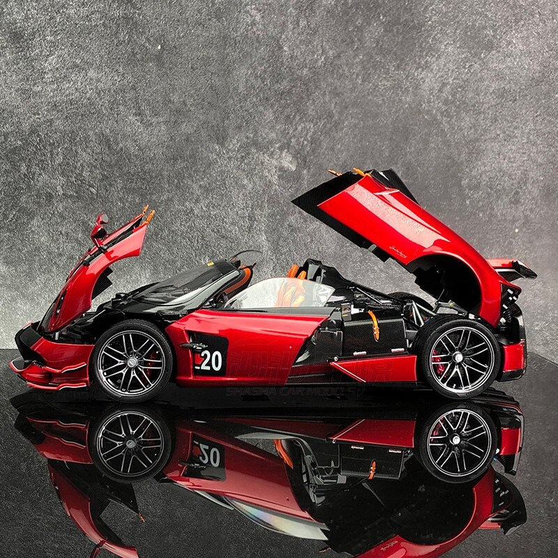 1/18 Pagani Huayra BC 합금 스포츠카 모델, 다이캐스트 금속 레이싱 카 차량 모델, 사운드 및 라이트 시뮬레이션, 어린이 장난감 선물, 신제품