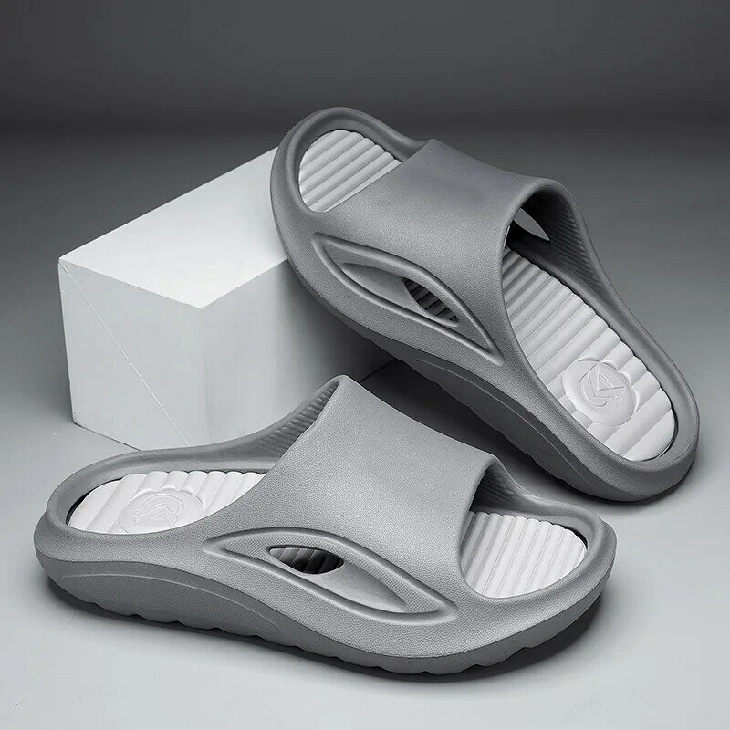 Sandal pria musim panas, sandal desainer sol tebal Anti Slip luar ruangan sepatu pantai pasangan olahraga santai dalam ruangan