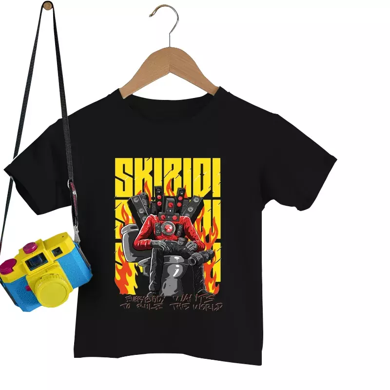 Skibidi-Camiseta con estampado de inodoro para niños, ropa informal de dibujos animados, Kawaii, Anime
