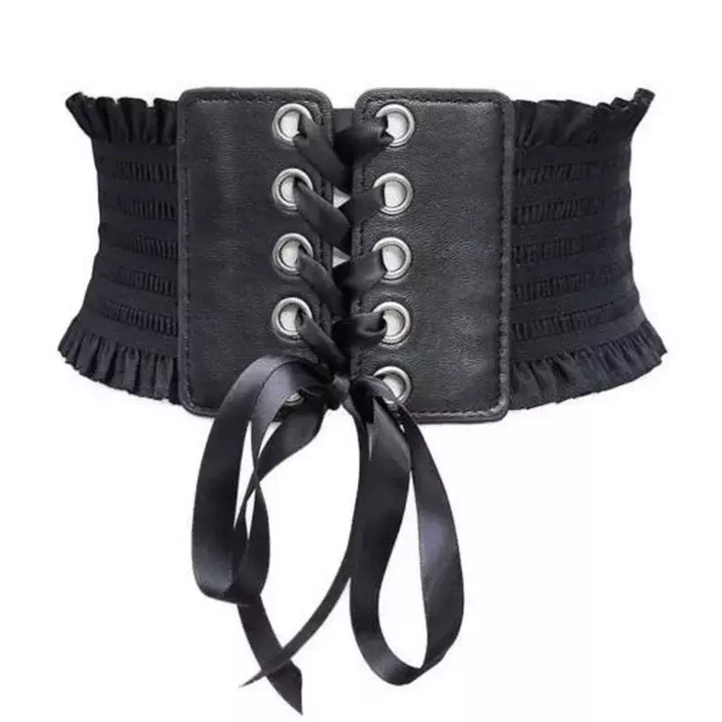 2024 New Design Women's Black Elastic Wide Waistband Pu Leather Cummerbund Ladies Designer Overcoat Belt for Women Belt