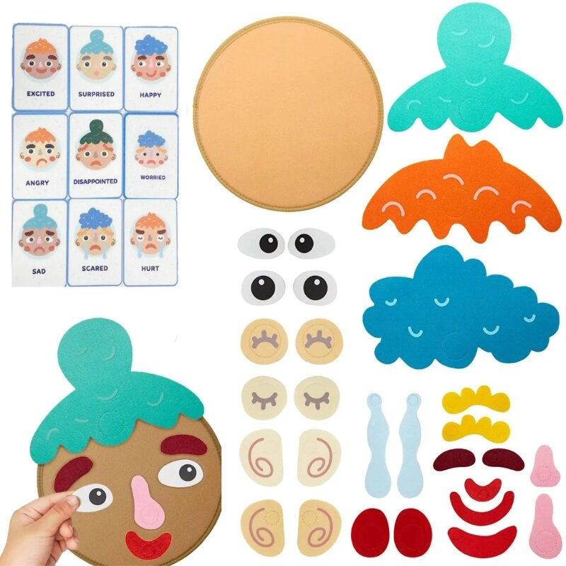 Juego combinación formas Color, rompecabezas emociones con expresión juguete Montessori para niños, fina,