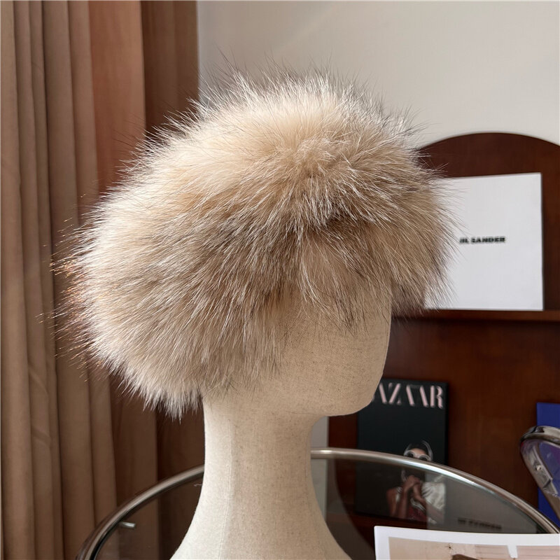 Real Fox Fur Neck Scarf Winter Thick Elastic Hair Headband For Girls Fashion Fur Neck Set Scarf Female Furry Fur Hair Circle