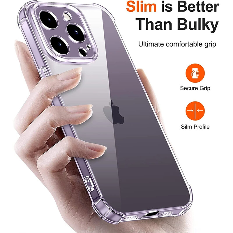 Coque de téléphone transparente en silicone antichoc, coque arrière de protection d'objectif, iPhone 12 13 11 14 Pro Max Mini XS MAX Poly 7 8 Plus